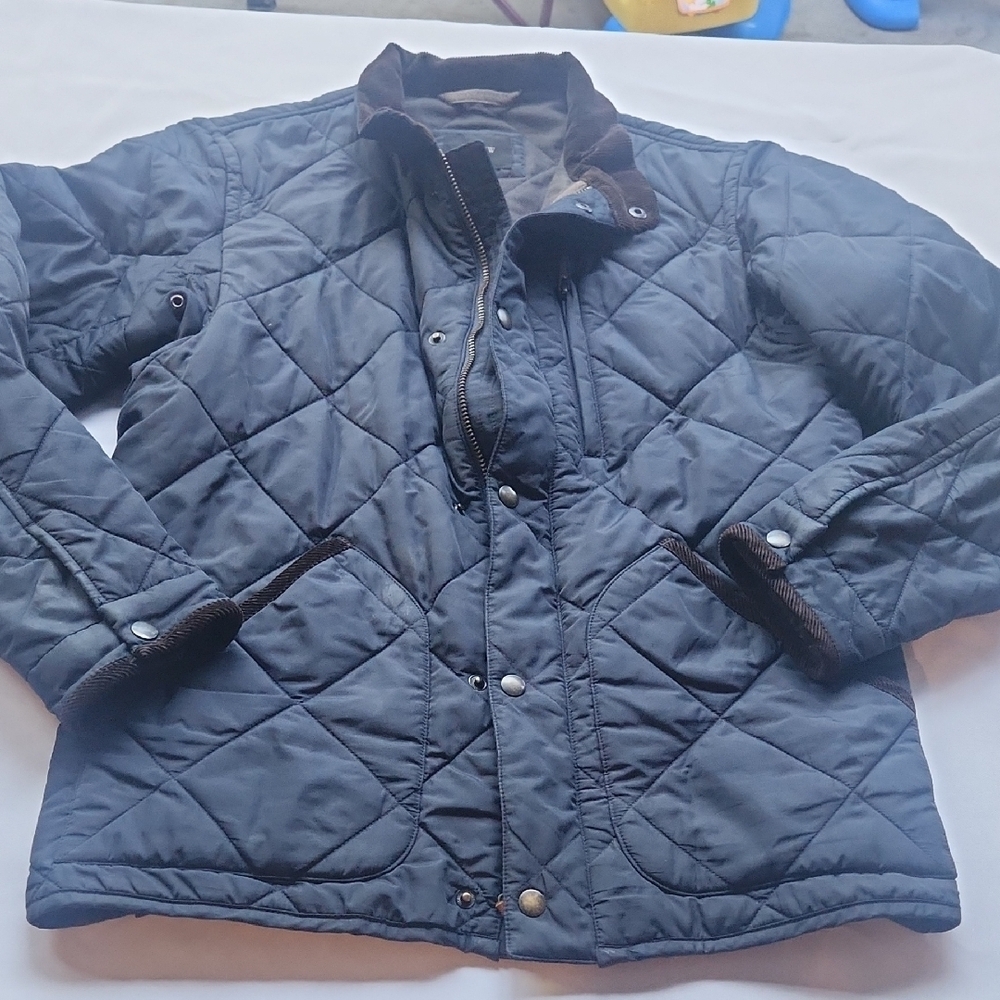 J. Crew Quilted Dark Navy Jacket with Corduroy Trim